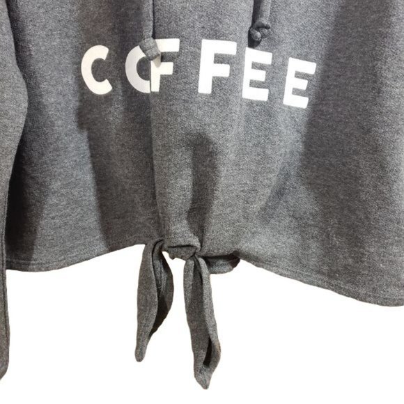Cold Crush NWT "Strong like my coffee" graphic tie front hooded sweatshirt small - Picture 5 of 9
